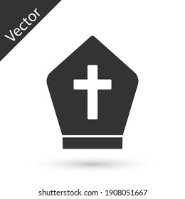 Grey Pope hat icon isolated on white background. Christian hat sign. Vector.