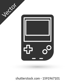 Grey Portable video game console icon isolated on white background. Gamepad sign. Gaming concept.  Vector Illustration