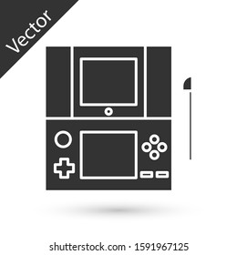 Grey Portable video game console icon isolated on white background. Gamepad sign. Gaming concept.  Vector Illustration