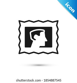 Grey Postal stamp icon isolated on white background.  Vector
