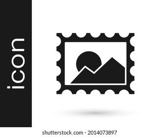 Grey Postal stamp icon isolated on white background.  Vector Illustration
