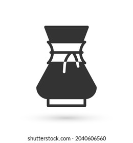 Grey Pour over coffee maker icon isolated on white background. Alternative methods of brewing coffee. Coffee culture.  Vector