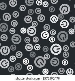 Grey Power button icon isolated seamless pattern on black background. Start sign.  Vector Illustration