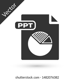 Grey PPT file document. Download ppt button icon isolated on white background. PPT file presentation.  Vector Illustration