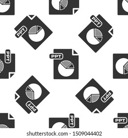 Grey PPT file document. Download ppt button icon isolated seamless pattern on white background. PPT file presentation.  Vector Illustration