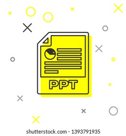 Grey PPT file document icon. Download ppt button line icon isolated on white background. PPT file presentation. Vector Illustration