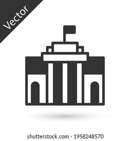 Grey Prado museum icon isolated on white background. Madrid, Spain. Vector