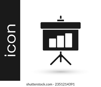 Grey Presentation board with graph, schedule, chart, diagram, infographic, pie graph icon isolated on white background.  Vector Illustration