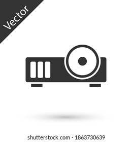 Grey Presentation, movie, film, media projector icon isolated on white background. Vector.
