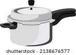 Grey pressure cooker, illustration, vector on a white background.