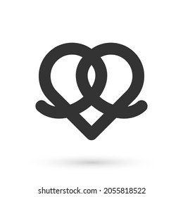 Grey Pretzel icon isolated on white background. German comfort food pastry. Oktoberfest festival.  Vector