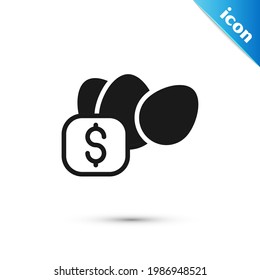 Grey Price tag for chicken egg icon isolated on white background.  Vector