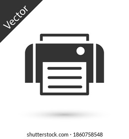 Graues Druckersymbol einzeln auf weißem Hintergrund. Vektorgrafik.