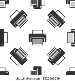 Grey Printer icon isolated seamless pattern on white background. Vector Illustration