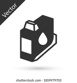 Grey Printer Ink Cartridge Icon Isolated On White Background. Vector.