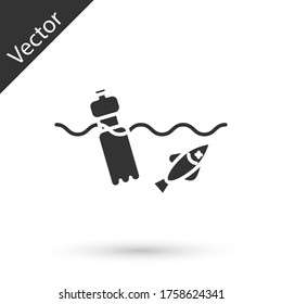 Grey The problem of pollution of the ocean icon isolated on white background. The garbage, plastic, bags on the sea. Vector Illustration