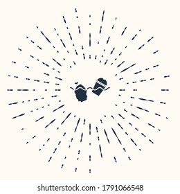 Grey The problem of pollution of the ocean icon isolated on beige background. The garbage, plastic, bags on the sea. Abstract circle random dots. Vector Illustration