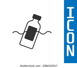 Grey The problem of pollution of the ocean icon isolated on white background. The garbage, plastic, bags on the sea.  Vector