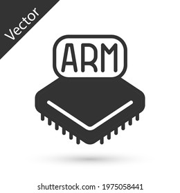 Grey Processor icon isolated on white background. CPU, central processing unit, microchip, microcircuit, computer processor, chip.  Vector