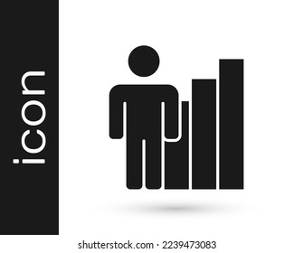 Grey Productive human icon isolated on white background. Idea work, success, productivity, vision and efficiency concept.  Vector