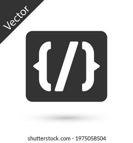 Grey Programming language syntax icon isolated on white background. Syntax programming file system.  Vector