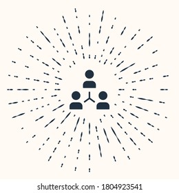Icono base del equipo del Proyecto gris aislado en fondo beige. Análisis y planificación del negocio, consultoría, trabajo en equipo, gestión de proyectos. Resumen de puntos aleatorios de círculo. Vector.