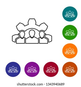 Grey Project team base line icon isolated on white background. Business analysis and planning, consulting, team work, project management. Developers. Vector Illustration