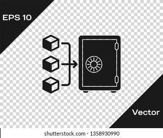 Grey Proof of stake icon isolated on transparent background. Cryptocurrency economy and finance collection. Vector Illustration