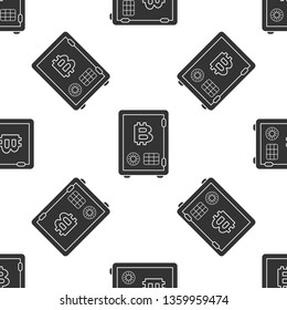 Grey Proof of stake icon isolated seamless pattern on white background. Cryptocurrency economy and finance collection. Vector Illustration