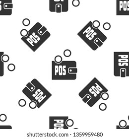 Grey Proof of stake icon isolated seamless pattern on white background. Cryptocurrency economy and finance collection. Vector Illustration