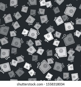 Grey Proof of stake icon isolated seamless pattern on black background. Cryptocurrency economy and finance collection.  Vector Illustration