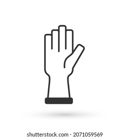 Icono de guantes protectores grises aislados en fondo blanco.  Vector