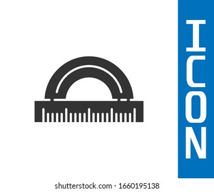Grey Protractor grid for measuring degrees icon isolated on white background. Tilt angle meter. Measuring tool. Geometric symbol.  Vector Illustration