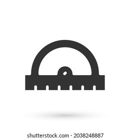 Grey Protractor grid for measuring degrees icon isolated on white background. Tilt angle meter. Measuring tool. Geometric symbol.  Vector