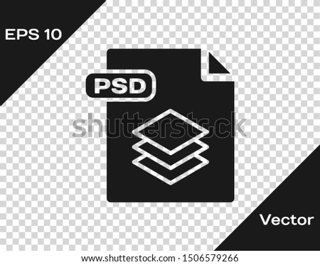 Grey PSD file document. Download psd button icon isolated on transparent background. PSD file symbol.  Vector Illustration