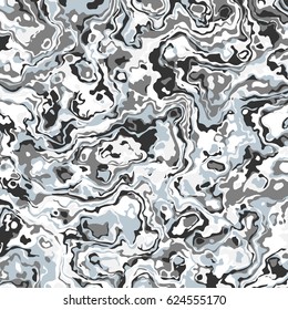 Grey psychedelic abstract background colorful swirls. Modern fashion trendy trans pattern. Vector texture. Camouflage pattern. Classic clothing style masking camo army print. Flowing fluid wallpaper.