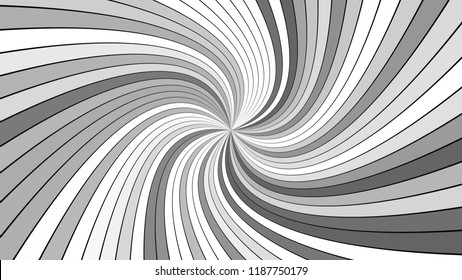 Grey psychedelic abstract spiral background - vector graphic design with curved striped rays