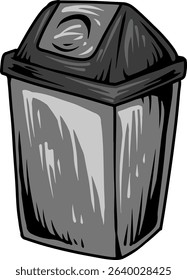 Grey Public Trash Bin Illustration