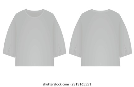 Grey puff sleeve t shirt. vector