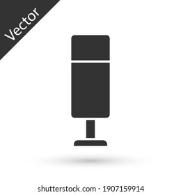 Graue Punching-Tasche-Symbol einzeln auf weißem Hintergrund. Vektorgrafik.