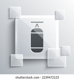 Grey Punching bag icon isolated on grey background. Square glass panels. Vector Illustration