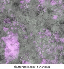 Grey and purple seamless texture. Abstract vector background from chaotic different elements. Grunge pattern for fabric, wrapping, home decor