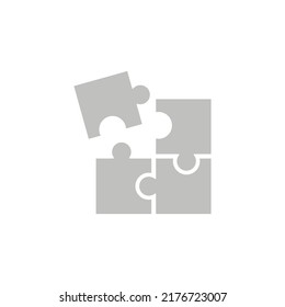Grey puzzle vector icon teamwork. 