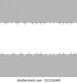 Grey Puzzles Pieces Arranged in a Square - JigSaw - Vector Illustration. 
Jigsaw Puzzle Blank Template or Cutting Guidelines 20:20 Ratio. Vector Background. Frame.