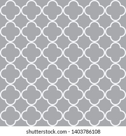 Grey quatrefoil outline ornamental pattern 