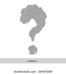 grey question mark geometric icon, for use as symbol or design element for web or print layouts.