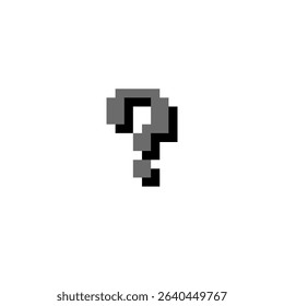 grey question mark pixel art with shadow on white background