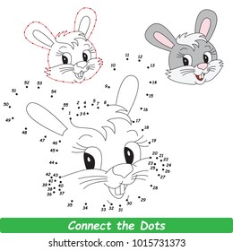Grey Rabbit Beautiful. Dot to Dot Educational Game for Kids.