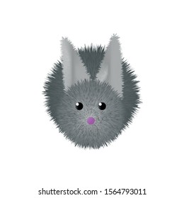 Grey Rabbit character isolated on white background