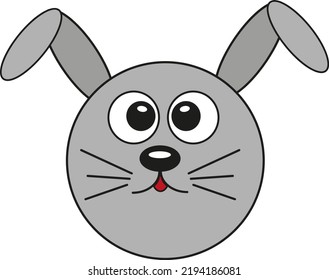 Grey rabbit, illustration, vector on a white background.